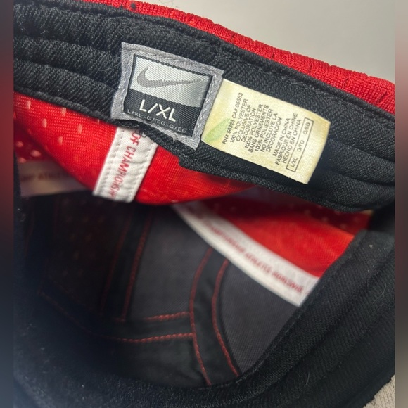 Vintage Nike 7 Panel Hat Cap Red & White Mesh Size L/XL Nike Air Mini Swoosh Y2K - Picture 8 of 9